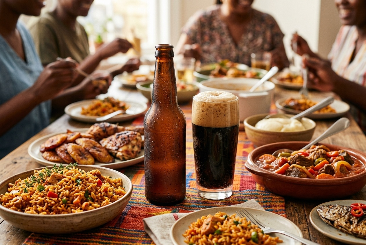 Chilled malt drink served with African and Caribbean food