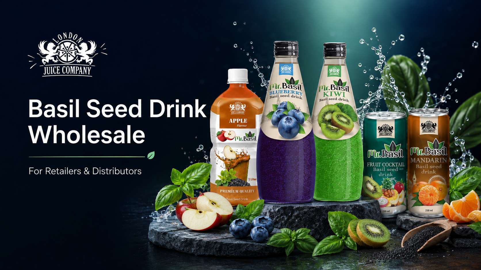 Basil seed drink wholesale range with Mr Basil beverages