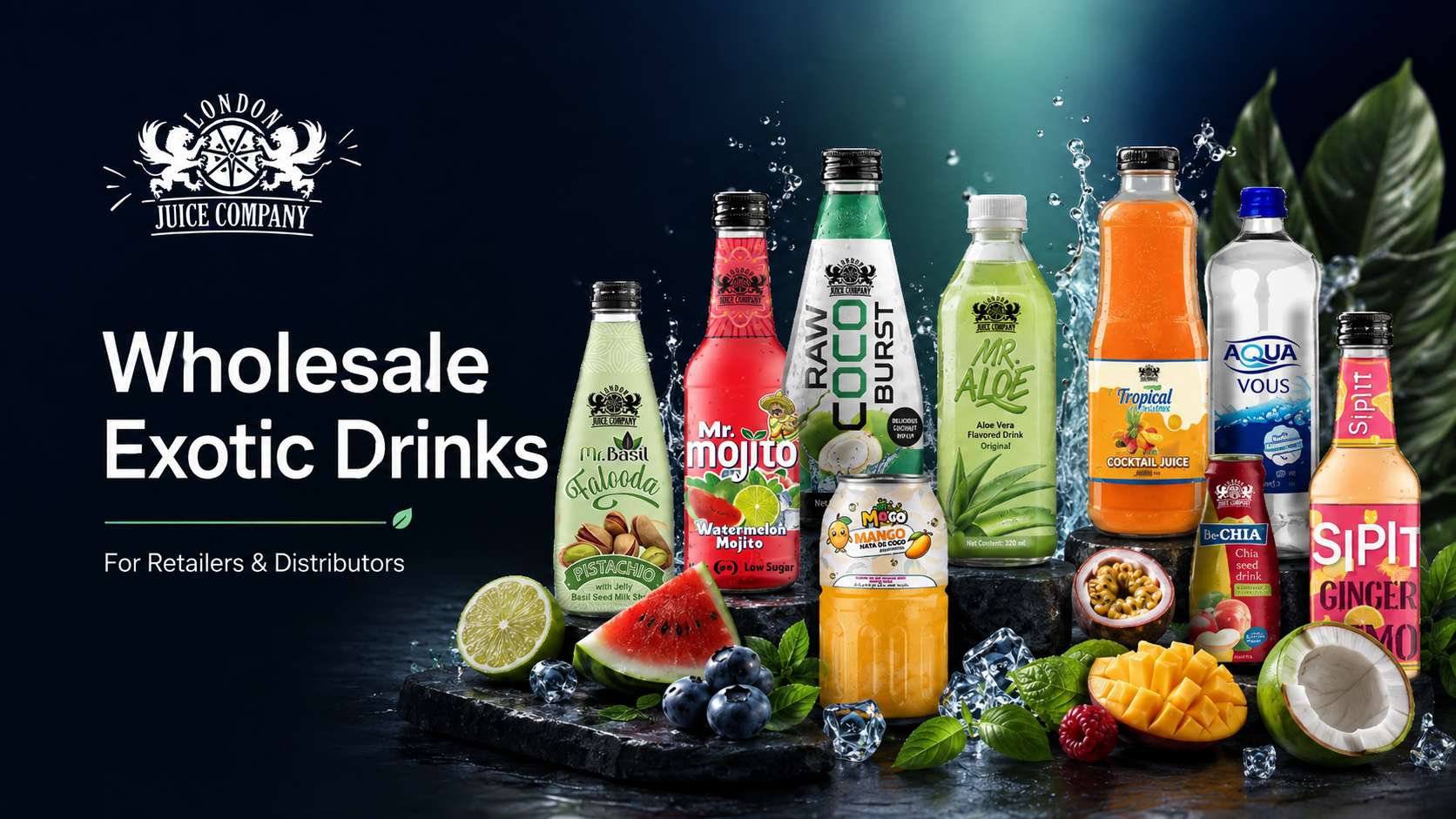 Wholesale exotic drinks range with London Juice Company bottled beverages