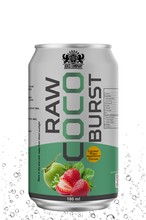 Raw Coco Burst Strawberry Coconut Water Drink 180ml Can