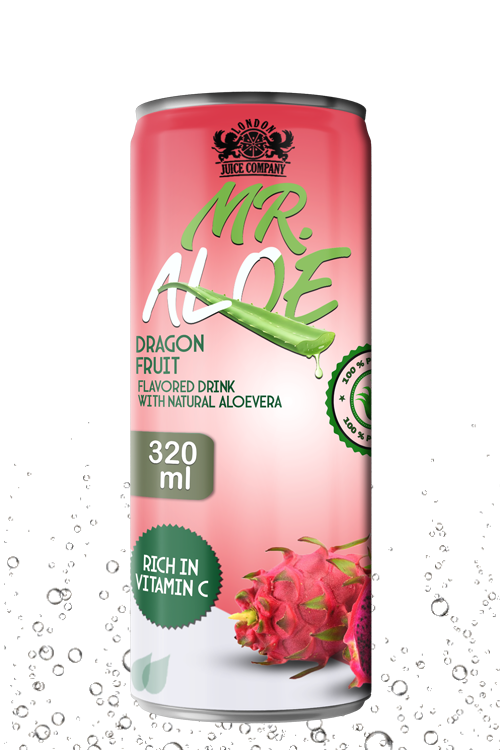 Dragon fruit aloe vera drink in 320ml can with pink color