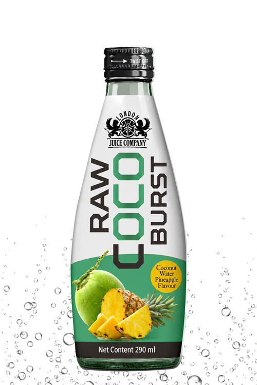 RAW Coco Burst Pineapple Coconut Water Drink 290ml Glass Bottle