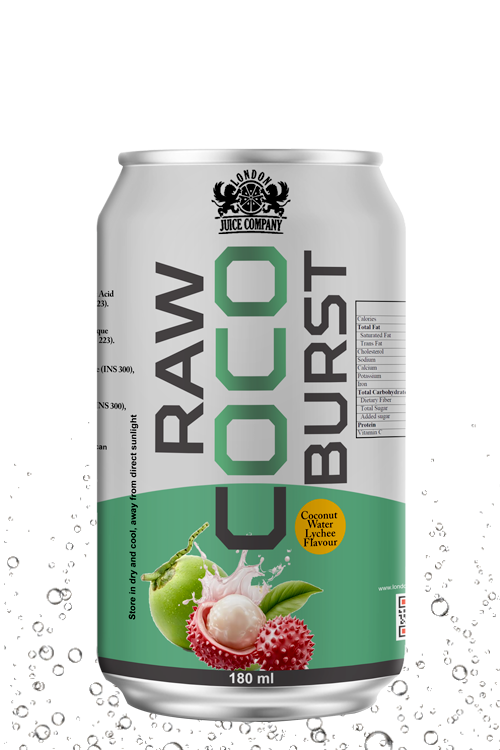 Raw Coco Burst Lychee Coconut Water Drink 180ml Can