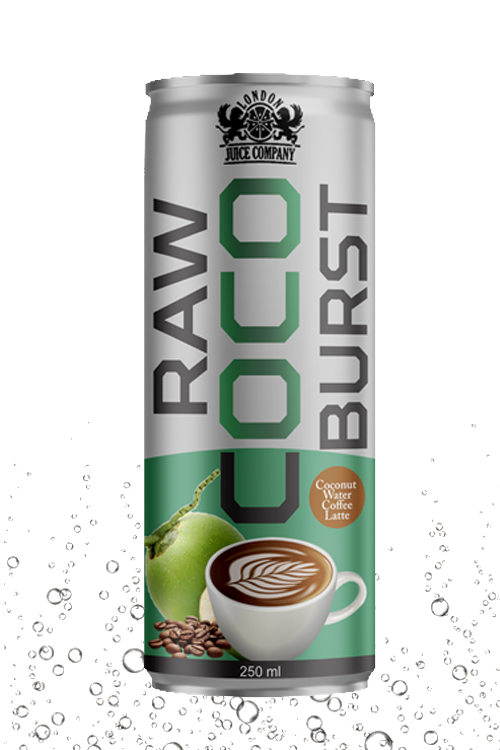 Raw Coco Burst Coffee Latte Coconut Water Drink 250ml Can