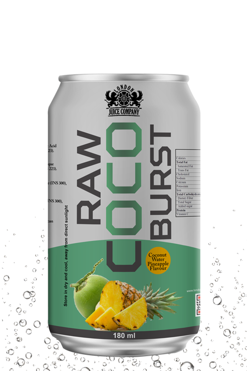 Raw Coco Burst Pineapple Coconut Water Drink 180ml Can