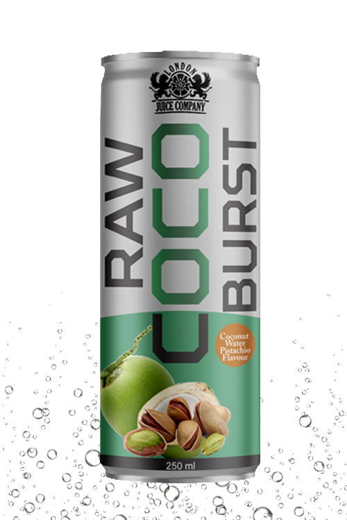 RAW COCO BURST Pistachio Coconut Water Drink 250ml Can