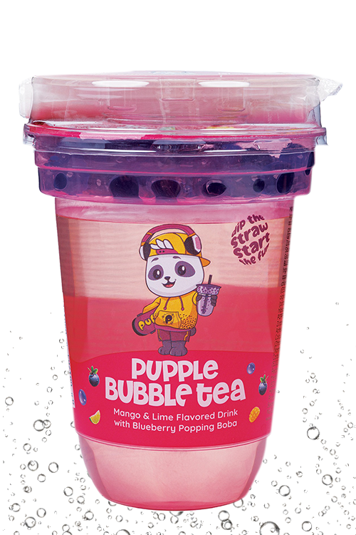 Pupple Bubble Tea Mango and Lime with Blueberry Popping Boba 400ml cup wholesale UK