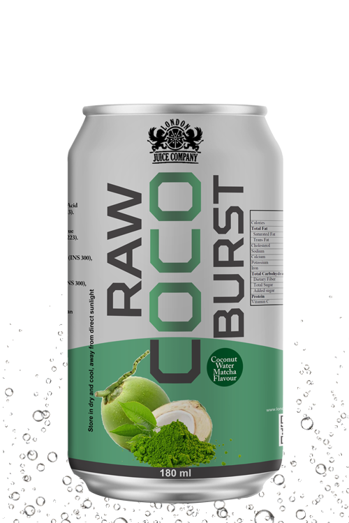 Raw Coco Burst Matcha Coconut Water Drink 180ml Can