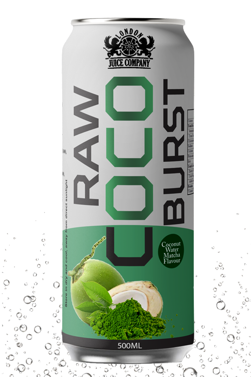 Raw Coco Burst Matcha Coconut Water Drink 500ml Can