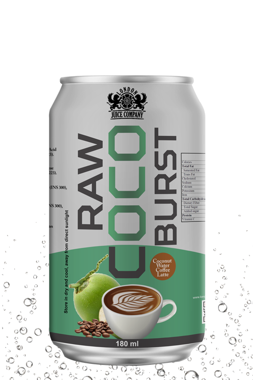 Raw Coco Burst Coffee Latte Coconut Water Drink 180ml Can